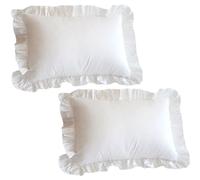 Lot de 2 taies d'oreiller Blanches de 48, 3 x 73, 7 cm avec Bord à Volants, Douces et Confortables, en Polyester Facile à Laver pour la Maison, l'hôtel, Le dortoir, la décoration Chambre Coucher