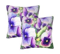 Lot de 2 taies d'oreiller carrées imprimées Pansy Perfection - 55 x 55 cm - Pour décoration d'intérieur, canapé, salon