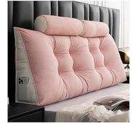 Lot de 2 taies d'oreiller compensées pour tête de lit - Coussin de lecture doux avec rouleau de cou et housse amovible - Grand lit 120 cm (2 oreillers) - Rose