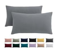 Lot de 2 taies d'oreiller de 40 x 70 cm - Grises - 100 % microfibre - Infroissable et infroissable - Avec fermeture éclair