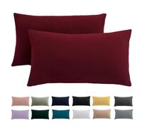 Lot de 2 taies d'oreiller de 40 x 70 cm - Rouge - 100 % microfibre - Infroissable et infroissable - Avec fermeture éclair