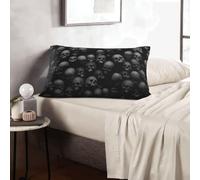 Lot de 2 taies d'oreiller de 60 cm x 40 cm, Douces et Respirantes Fermeture éclair dissimulée, Motif tête de Mort Gris Bulles