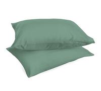 Lot de 2 taies d'oreiller de lit, Couleur Unie, 100% Percale de Coton, 200 Fils, 50 x 80 cm, taie d'oreiller avec Rabat