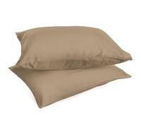 Lot de 2 taies d'oreiller de lit, Couleur Unie, 100% Percale de Coton, 200 Fils, 50 x 80 cm, taie d'oreiller avec Rabat