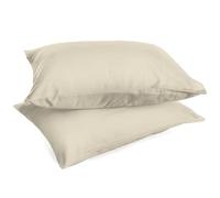 Lot de 2 taies d'oreiller de lit, Couleur Unie, 100% Percale de Coton, 200 Fils, 50 x 80 cm, taie d'oreiller avec Rabat
