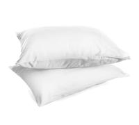 Lot de 2 taies d'oreiller de lit, Couleur Unie, 100% Percale de Coton, 200 Fils, 50 x 80 cm, taie d'oreiller avec Rabat