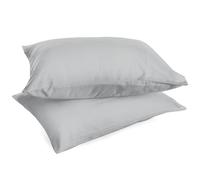 Lot de 2 taies d'oreiller de lit, Couleur Unie, 100% Percale de Coton, 200 Fils, 50 x 80 cm, taie d'oreiller avec Rabat