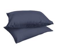 Lot de 2 taies d'oreiller de lit, Couleur Unie, 100% Percale de Coton, 200 Fils, 50 x 80 cm, taie d'oreiller avec Rabat