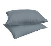 Lot de 2 taies d'oreiller de lit, Couleur Unie, 100% Percale de Coton, 200 Fils, 50 x 80 cm, taie d'oreiller avec Rabat