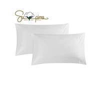 Lot de 2 taies d'oreiller de Luxe pour hôtel, 100% Coton Supima 600 Fils au Pouce carré, Tissage satiné, qualité supérieure