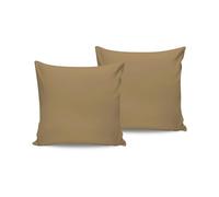 Lot de 2 taies d'oreiller de qualité supérieure, Marron Clair, 80 x 80 cm, 100% Coton renforcé, 117 g/m², Douces et durables pour Un Confort Ultime dans n'importe Quelle Chambre