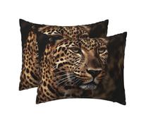 Lot de 2 taies d'oreiller de Taille Standard avec Fermeture éclair, Douces et Respirantes pour Les Cheveux et la Peau, 50,8 x 66 cm, pour Dormir, Cadeau, taies d'oreiller à Motif léo