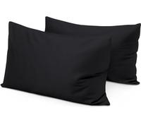 Lot de 2 taies d'oreiller de Voyage 100% Coton égyptien de 30,5 x 40,6 cm, avec Fermeture éclair pour Tout-Petit, 600 Fils, Housses de Coussin de Voyage de 30,5 x 40,6 cm, Noir uni