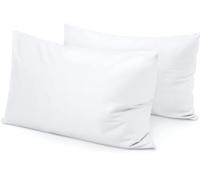 Lot de 2 taies d'oreiller de voyage en coton naturel 100 % coton égyptien Blanc uni 35 x 50 cm