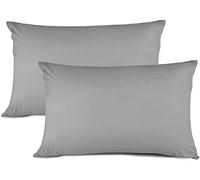 Lot de 2 taies d'oreiller en coton égyptien 200 fils (gris argenté)