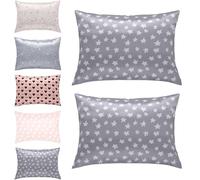 Lot de 2 taies d'oreiller en satin de soie pour tout-petits, 49 x 36 cm, douces pour lit d'enfant, garçons et filles, lavables en machine, respirantes et rafraîchissantes (gris clair)