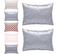 Lot de 2 taies d'oreiller en satin de soie pour tout-petits, 49 x 36 cm, douces pour voyage, lit d'enfant, garçons et filles, lavables en machine, respirantes et rafraîchissantes (gris)