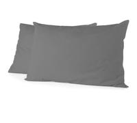 Lot de 2 taies d'oreiller - HOME LINGE PASSION - 50 x 70 cm - Gris anthracite