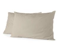 Lot de 2 taies d'oreiller - HOME LINGE PASSION - HP72085 - Microfibre 82 g - 50 x 70 cm - Beige ivoire