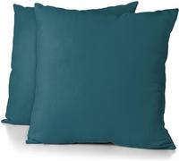 Lot de 2 taies d'oreiller - HOME LINGE PASSION - HP72088 - Microfibre 82 g - 63 x 63 cm - Bleu canard