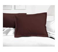 Lot de 2 taies d'oreiller - LOVELY HOME - LH71587 - 50 x 70 cm - Marron