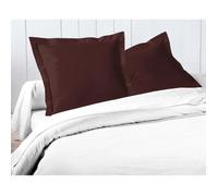 Lot de 2 taies d'oreiller - LOVELY HOME - LH71588 - 63 x 63 cm - Marron