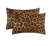 Lot de 2 taies d'oreiller pour grand lit avec fermeture éclair, taie d'oreiller douce et respirante pour les cheveux et la peau, 50,8 x 76,2 cm, pour cadeau de sommeil, taie d'oreiller motif léopard