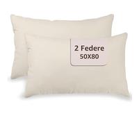 Lot de 2 taies d'oreiller pour lit 50 x 80 cm, 100 % coton, paire de housses avec fermeture à enveloppe Made in Italy - Ivoire