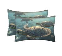Lot de 2 taies d'oreiller Queen Size avec Fermeture éclair, Douces et Respirantes pour Cheveux et Peau, 50,8 x 76,2 cm, pour Dormir, taies d'oreiller Sunny Sea Turtl