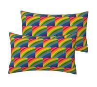 Lot de 2 taies d'oreiller standard avec imprimé à rayures de couleur arc-en-ciel - Légères, super douces et faciles d'entretien, 30,5 x 50,8 cm, oreillers non inclus