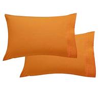 Lot de 2 taies d'oreiller Ultra Douces en Microfibre de qualité égyptienne de 1500 Fils au Pouce carré, doublement brossée, 100% hypoallergénique, Infroissable, très Grand lit, Orange Vif