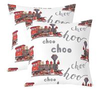Lot De 2 Taies D'Oreillers Train De Dessin Animé, Voiture, Train, Chemin De Fer, Voies Ferrées, Construction De Trains Double Face Protège-Oreillers pour Chambre Decoration Balcon 45X45Cm