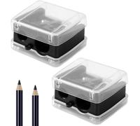 Lot De 2 Taille-Crayons Avec Récipient,Taille-Crayon Pour Crayons De Khôl,Maquillage,Taille-Crayon Avec Boîte Pour Crayons Épais Et Fins,Taille-Crayon Épais Et Crayons Fins