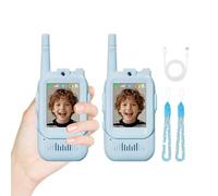 Lot de 2 Talkie-Walkies - Talkie-Walkie avec Caméra HD, Interphone sans Fil ABS à Longue Portée | 12,3 cm Rechargeable, Wi-FI, Modificateur de Voix, Écran d’Affichage, Idéal pour Garçons & Filles