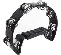 Lot de 2 tambourins en demi-lune à double rangée - Instrument de musique Tamborine à main - Percussion à la main - Pour adultes, fête, église, karaoké, bar - Noir