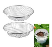 Lot de 2 tamis de jardin, tamis de sable, tamis de terreau, tamis de terreau, tamis de terreau, outil de tamisage de sol (0,6 cm, 0,95 cm)