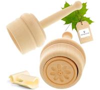 Lot de 2 tampons à beurre HOFMEISTER® - Pour 30 g de beurre - 5 cm - En forme d'edelweiss - Fabriqués à la main en Allemagne - Forme ronde - En bois d'érable local