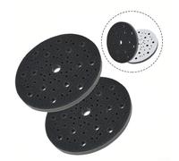 Lot de 2 tampons d'interface de ponçage en éponge douce de 150 mm, tampon de polissage à 70 trous pour ponceuse orbitale, disque en mousse noir