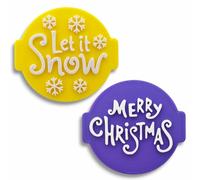 Lot de 2 tampons embosseurs Merry Christmas et Let it Snow pour fondant, glaçage, cupcakes, cookies, gâteaux, pâtisserie, biscuits, décoration