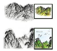 Lot de 2 tampons transparents en silicone pour la fabrication de cartes et le journal, arbres forestiers, arbres de montagne, tampons en caoutchouc pour scrapbooking, cartes, albums, fournitures d'artisanat