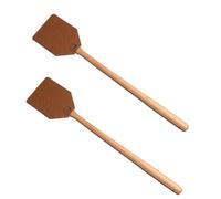 Lot de 2 tapettes à mouches avec poignée en bois - Attrape-insectes robustes pour salon, cuisine, chambre à coucher - Avec longue poignée en bois - Pour chauve-souris, araignées, mouches, abeilles