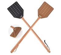 Lot de 2 tapettes à Mouches en Cuir, Stables, avec Manche en Bois, destructeur d'insectes pour l'intérieur et l'extérieur