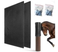 Lot de 2 tapis à gratter pour chevaux 35, 5 x 30, 5 cm, en plastique souple, brosse à gratter pour petits animaux de ferme, chèvres, moutons, vaches