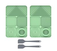 Lot de 2 tapis à lécher en silicone pour chiens et chats avec ventouse - Tapis à lécher avec spatule en silicone pour friandises pour chiens et chats (30 x 20 x 2,9 cm)