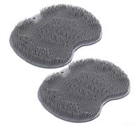Lot de 2 tapis à récurer les pieds à fixation murale avec ventouses antidérapantes, conçu pour une utilisation des pieds et du dos sous la douche (gris)
