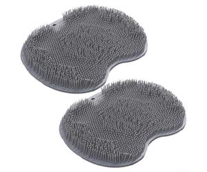 Lot de 2 tapis à récurer les pieds à fixation murale avec ventouses antidérapantes, conçu pour une utilisation des pieds et du dos sous la douche (gris)