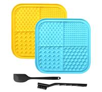 Lot de 2 tapis anti-fuite pour chien - Avec spatule et brosse - Pour le bain, l'entraînement et le toilettage