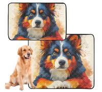 Lot de 2 tapis anti-pipi lavables et antidérapants pour extérieur 61 x 91,4 cm + 91,4 x 106,7 cm, motif chien mignon aquarelle