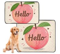Lot de 2 tapis antidérapants pour chat d'intérieur 61 x 91,4 cm + 91,4 x 106,7 cm Motif Hello Cartoon Pêche
