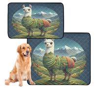 Lot de 2 tapis antidérapants pour chat - Tapis d'urine pour sol - 61 x 91,4 cm + 91,4 x 106,7 cm - Collage lama des montagnes andines